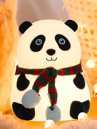 Silicone Panda Night Light for Kids | 7-Color LED Changing Lamp |Adorable Room Decor & Gift for Toddlers, Teens, & Valentine's Day Present|Soft BPA-Free Nightlight| Multicolour