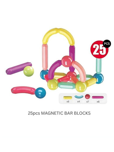 25 Pcs Magnetic Stick Bar Blocks Toy for Kids, Boys and Girls, Activities, Educational Game Toy for 3 Years+ Kids, Boys & Girls, Magnetic Block Set.