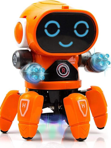 Bot Robot Pioneer Colorful Lights and Music All Direction Movement Dancing Robot Toys for Boys and Girls (Orange)