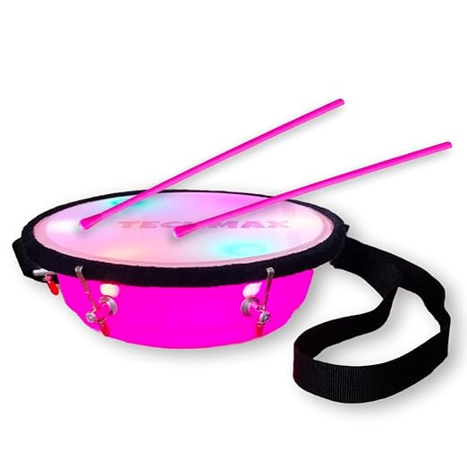 Lighting Dholak Tasha - Sensor Based - Rechargeable (Pink - Single Side - 9INCH) - Image 6